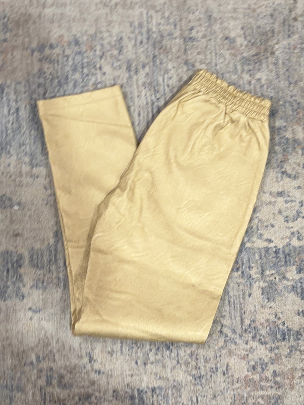 Patty Kim Elastic-Waist Metallic Gold Jogger Bottoms